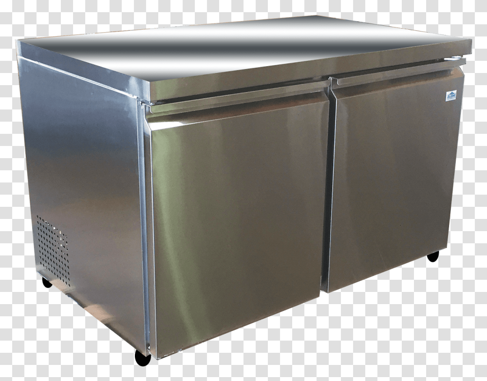 Door Under Counter Stainless Steel Freezer Refrigerator, Furniture, Sideboard, Box, Table Transparent Png
