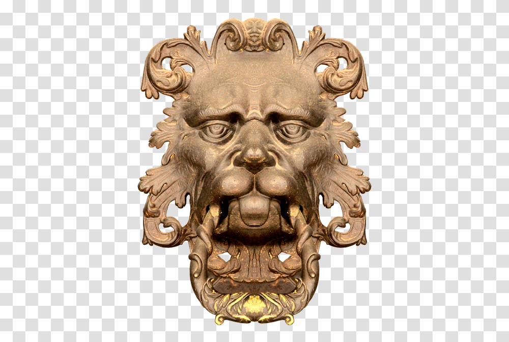 Doorknocker Lion Lion Head Old Input Door Metal Lion Head Metal, Statue, Sculpture, Ornament Transparent Png