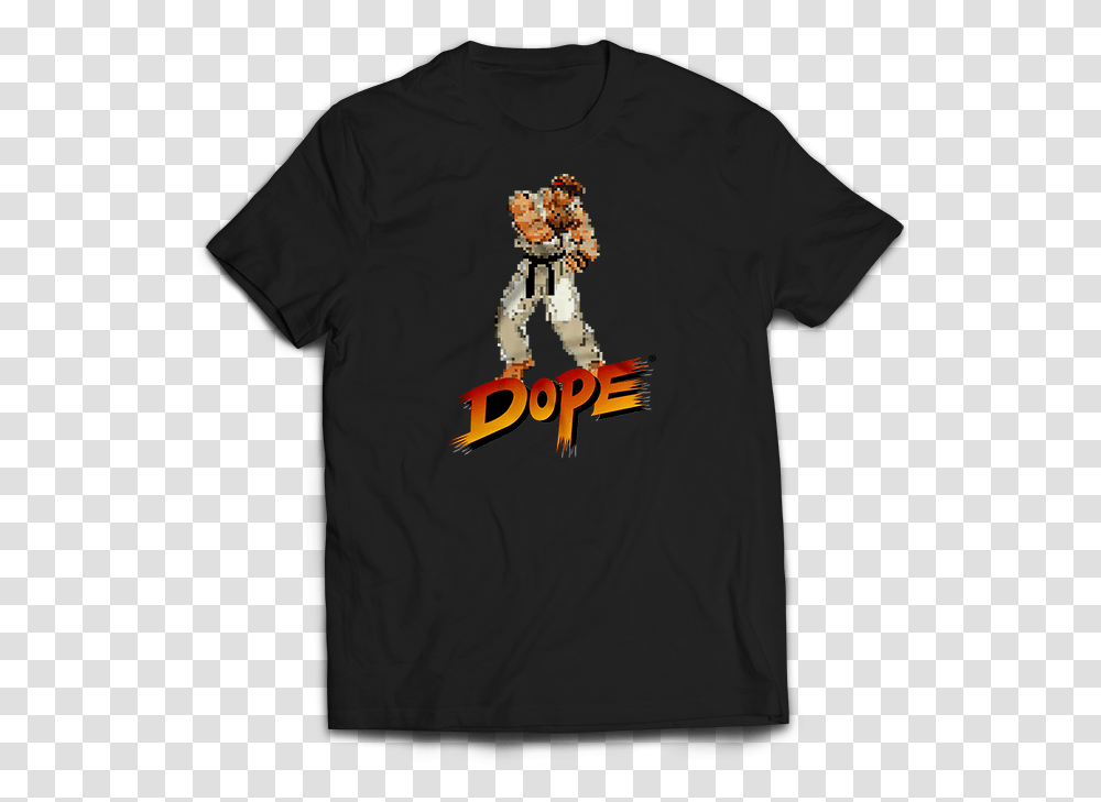 Dope Fighter Ryu Tee Blk Bike Life, Apparel, T-Shirt, Person Transparent Png