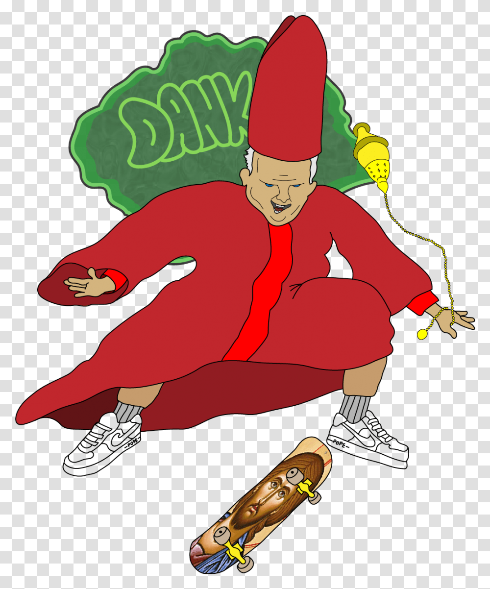 Dope Pope Cartoon Dope Cartoon, Elf, Apparel, Skateboard Transparent Png