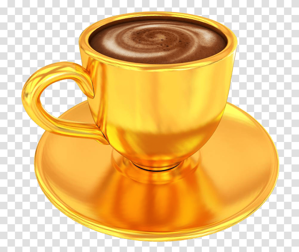 Doppio Coffee Cappuccino Cup Tea Golden In Clipart Golden Cup Of Tea, Coffee Cup, Saucer, Pottery, Mixer Transparent Png