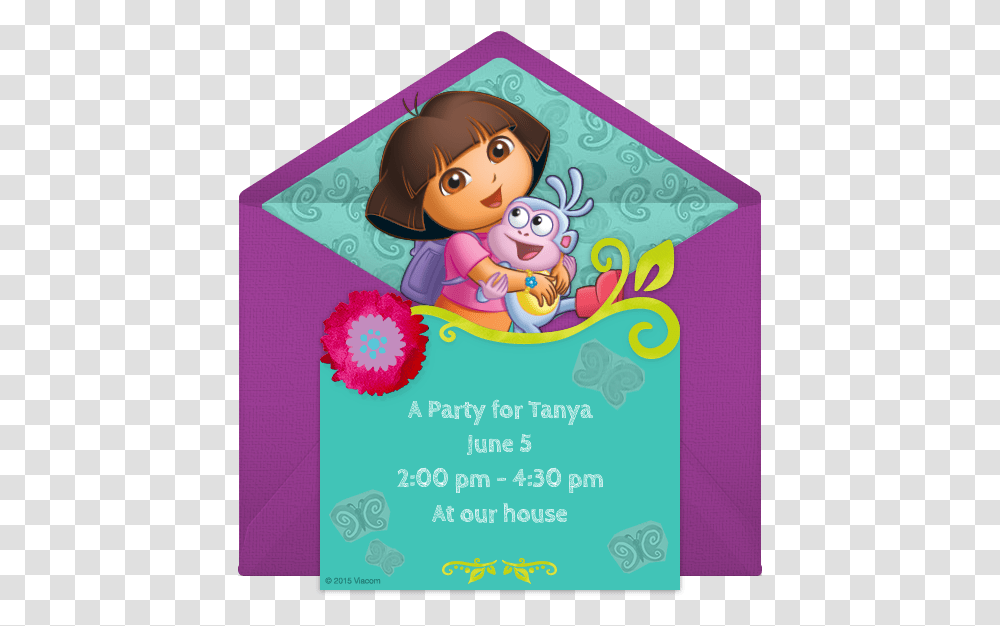 Dora Invitation Card Birthday Party, Advertisement, Poster, Flyer, Paper Transparent Png