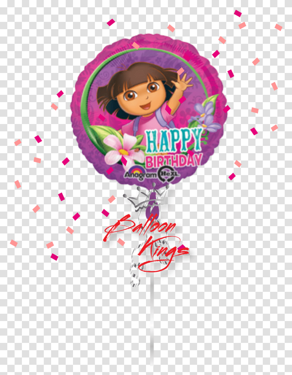 Dora The Explorer Round 5th Happy Birthday Cartoon Dora, Paper, Confetti, Flyer, Poster Transparent Png