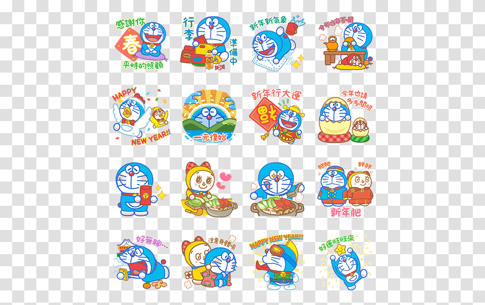 Doraemon New Year Stickers Whatsapp Sticker New Year, Label, Logo Transparent Png