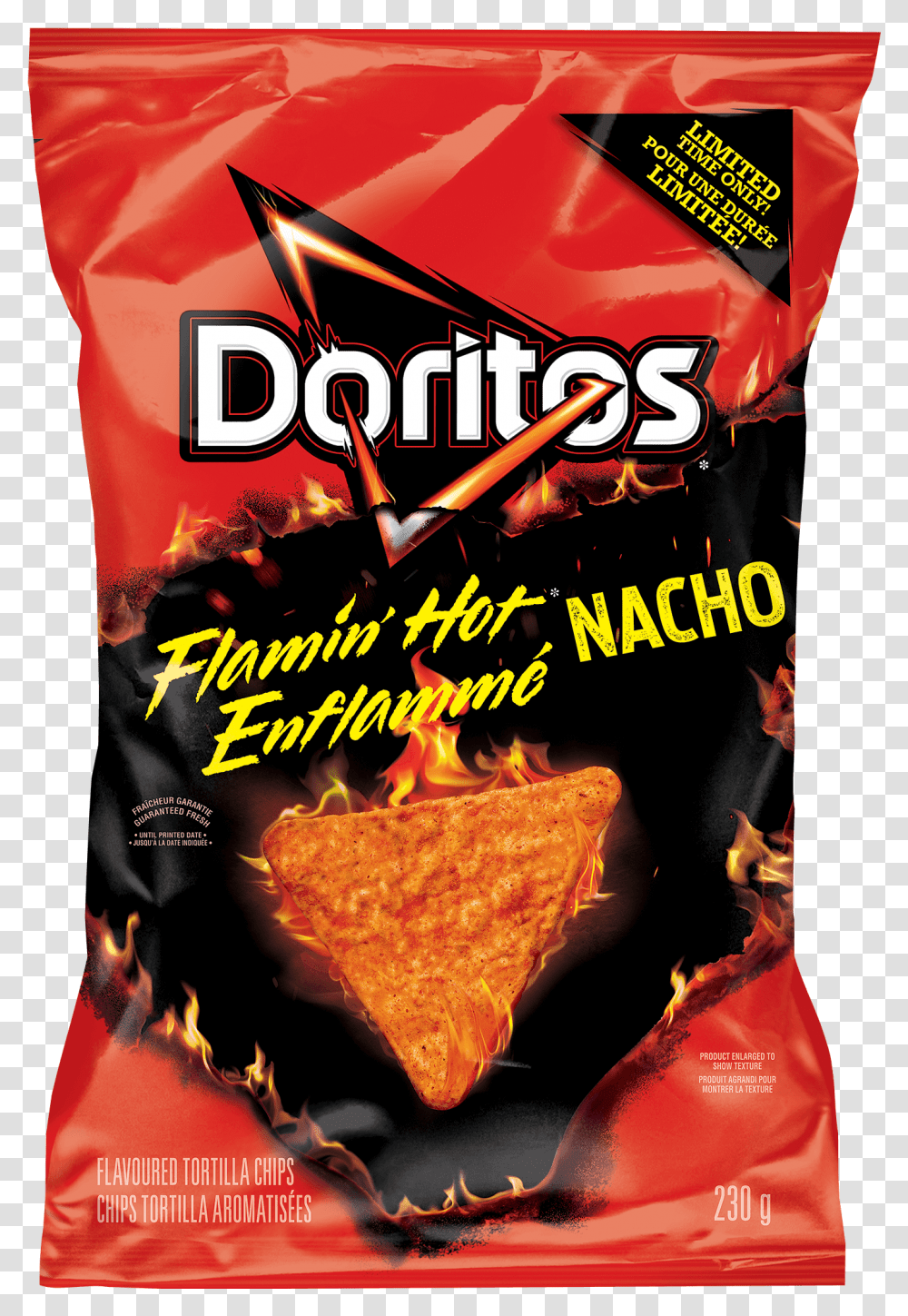 Doritos Flamin Hot Nacho Flavoured Tortilla Chips Doritos Flamin Hot Nacho Canada, Advertisement, Poster, Flyer, Paper Transparent Png