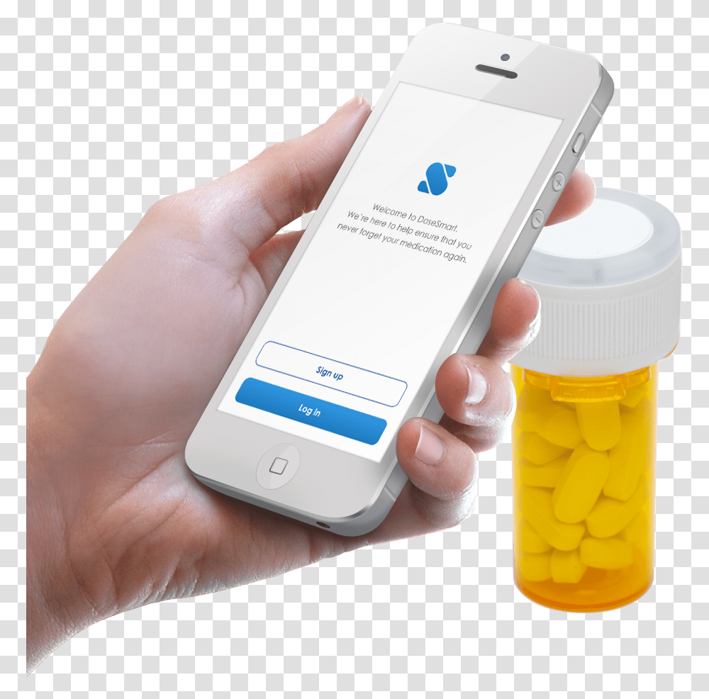 Dosesmart Medication Reminder App With Smart Bottle Bluetooth Charger For Mobile, Person, Human, Mobile Phone, Electronics Transparent Png