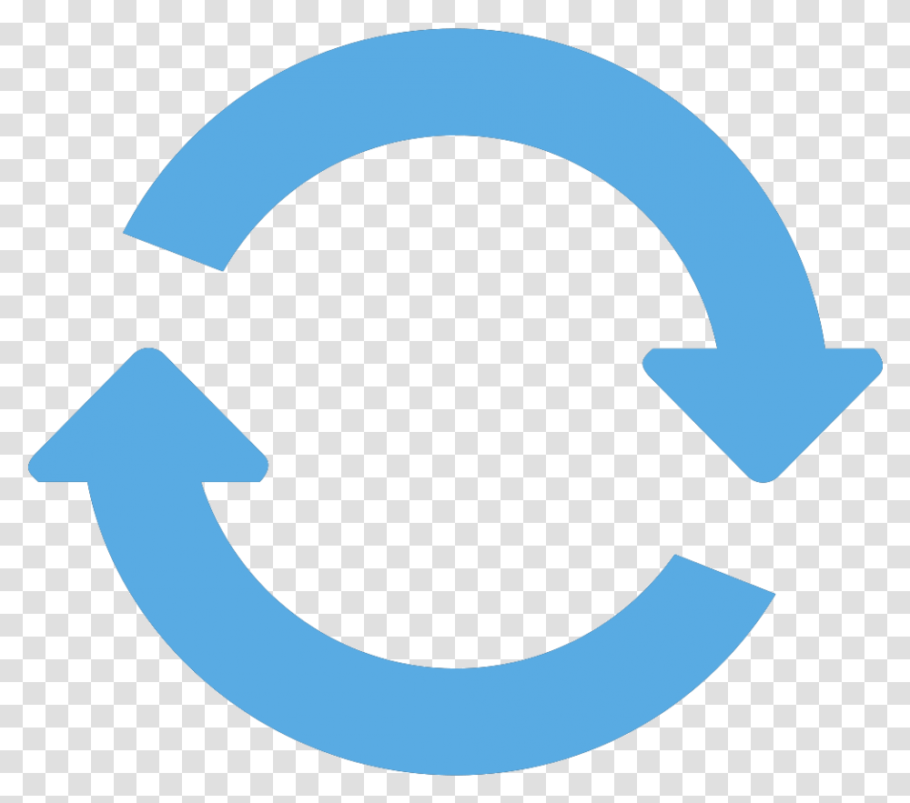 Double Arrow Circle Icon Clipart Circle Blue Arrow Icon, Symbol, Recycling Symbol, Text, Logo Transparent Png