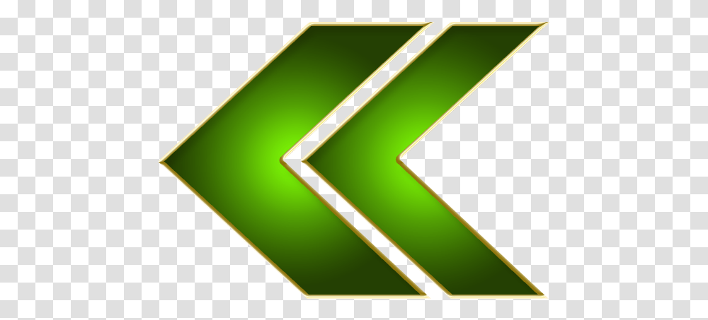 Double Arrow Green Left Green Double Arrow, Triangle, Lighting, Logo Transparent Png