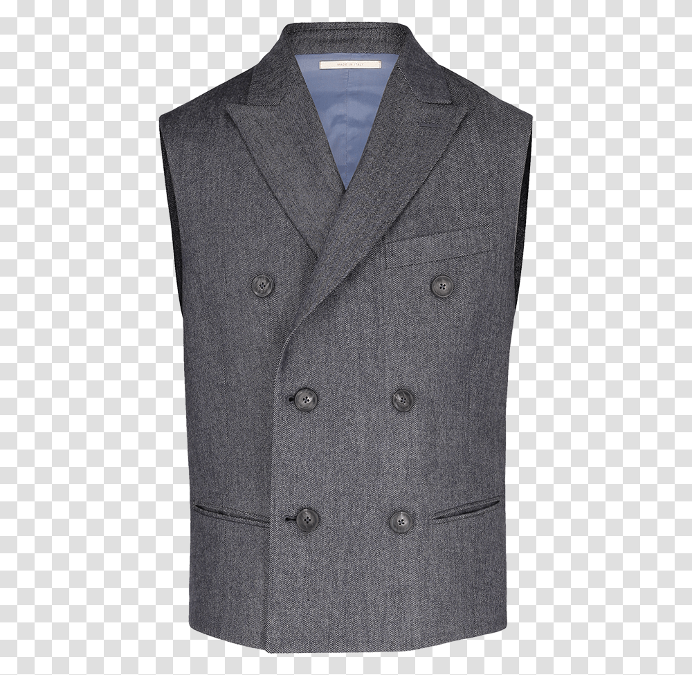 Double Breasted Waistcoat With Denim Effect Button, Apparel, Overcoat, Suit Transparent Png