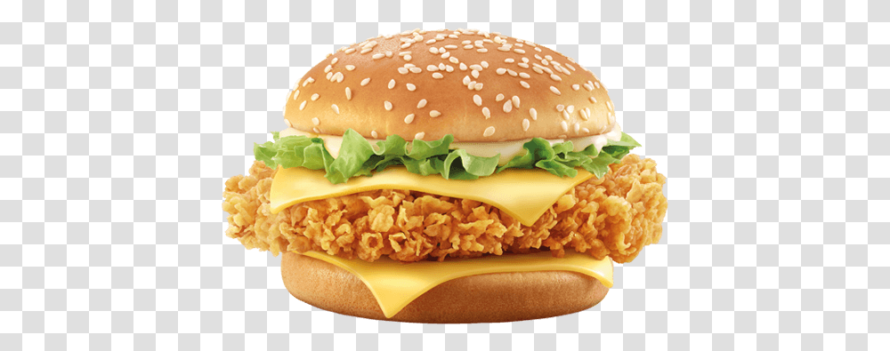 Double Cheese Chicken Burger, Food, Fries Transparent Png
