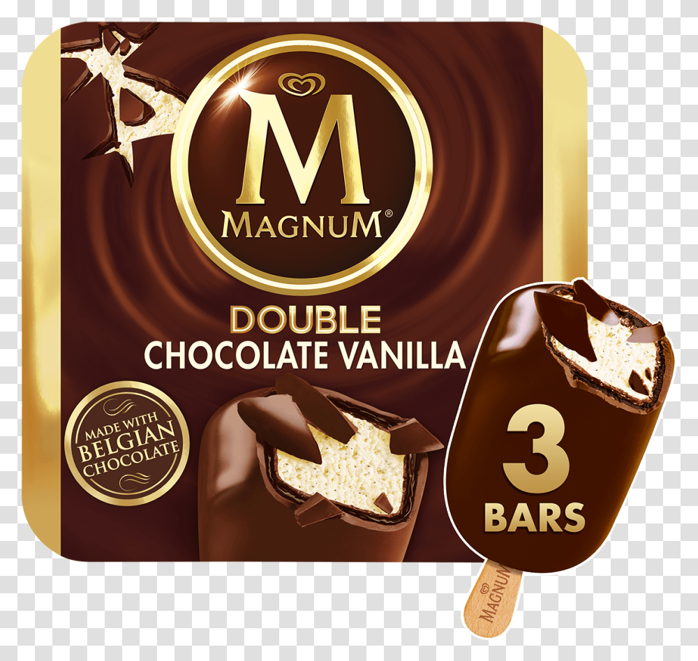 Double Chocolate Magnum Ice Cream Bar Download Magnum Ice Cream Cookies And Cream, Label, Poster, Advertisement Transparent Png