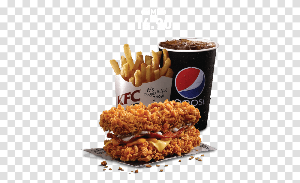 Double Down Kfc Malaysia, Fries, Food, Soda, Beverage Transparent Png