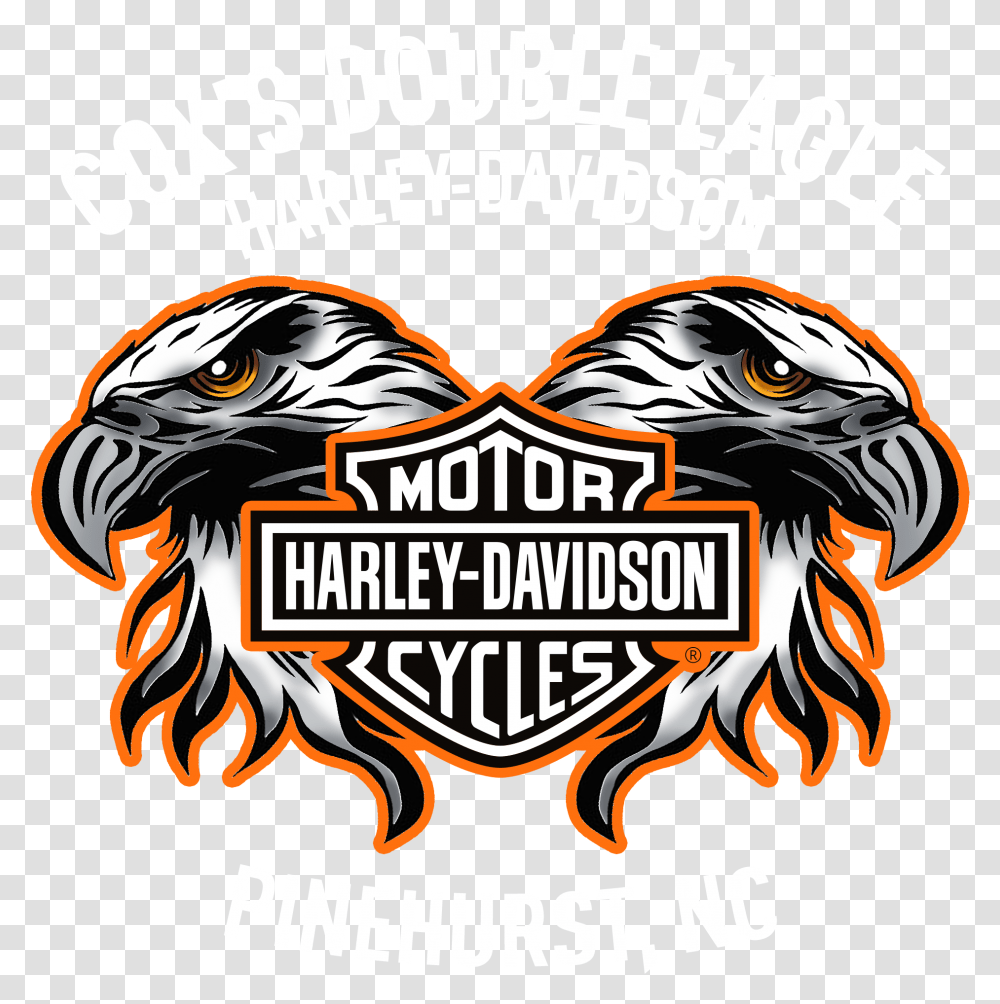 Double Eagle Harley Harley Davidson Eagle Logo, Advertisement, Poster, Symbol, Text Transparent Png