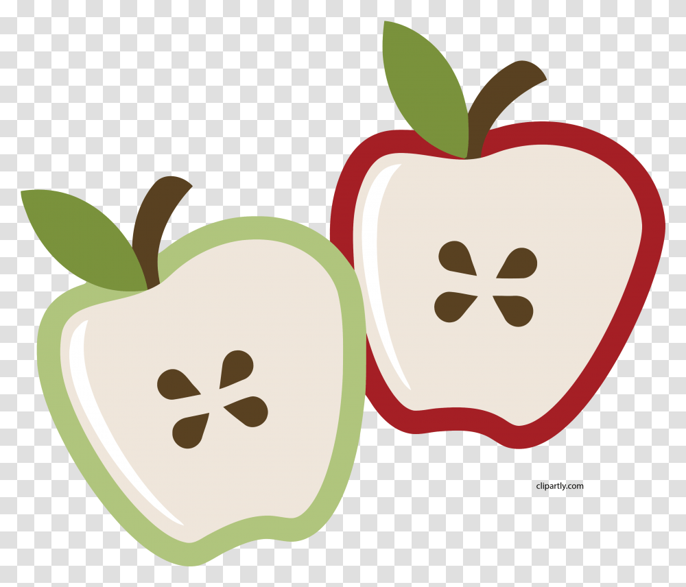 Double Half Apple Clipart Apple Slices Clipart, Plant, Fruit, Food, Peel Transparent Png