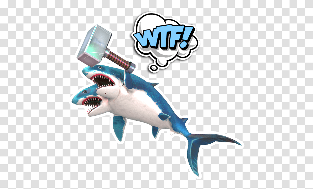 Double Head Shark Attack Messages Sticker 3 Great White Shark, Fish, Animal, Sea Life, Surgeonfish Transparent Png