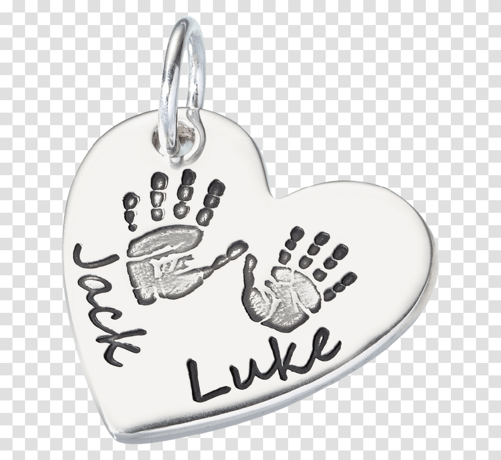 Double Heart Child Handprint With Heart Locket Solid, Pendant, Accessories, Accessory, Birthday Cake Transparent Png