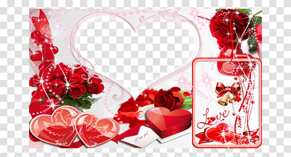 Double Heart Photo Frame, Rose, Flower, Plant Transparent Png