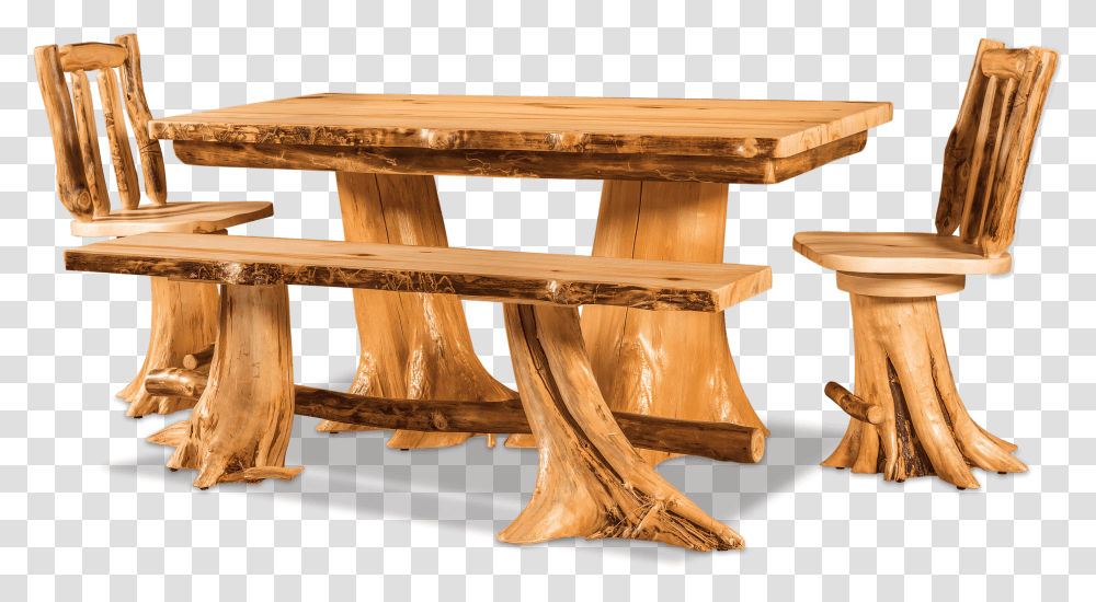 Double Stump Table Dining Room Log Furniture In Log Furniture, Coffee Table, Dining Table, Bench, Desk Transparent Png