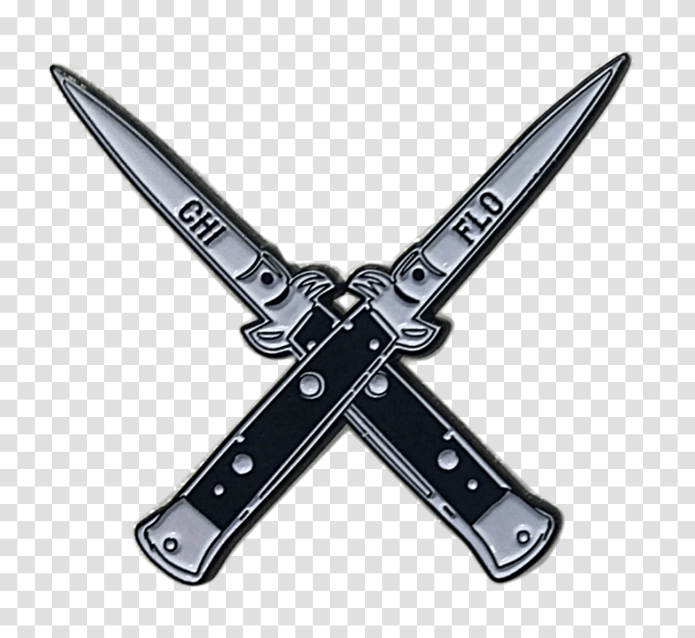Double Switchblades Lapel Pin Chi Flo, Weapon, Weaponry, Scissors, Shears Transparent Png