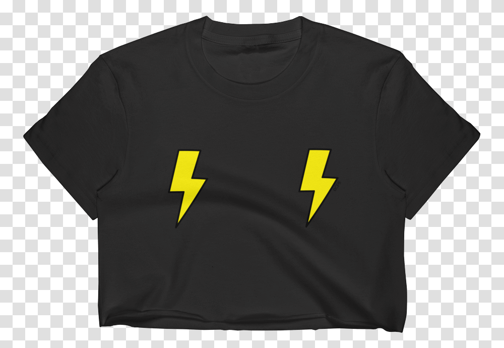 Double Yellow Lightning Bolts T Shirt Crop Top Active Shirt, Apparel, Sleeve, Long Sleeve Transparent Png