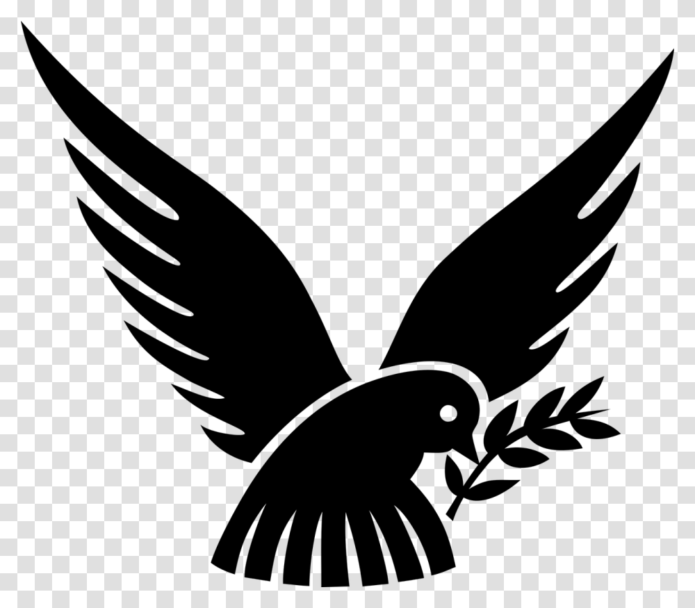Dove And Olive Branch Dove Bird Black And White, Gray, World Of Warcraft Transparent Png