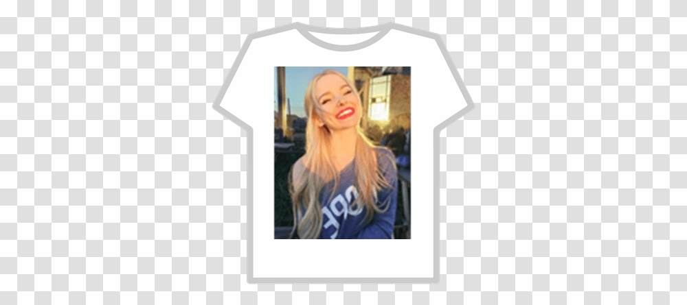 Dove Cameron Roblox Dove Cameron Cute Smile, Person, Clothing, Text, Sleeve Transparent Png