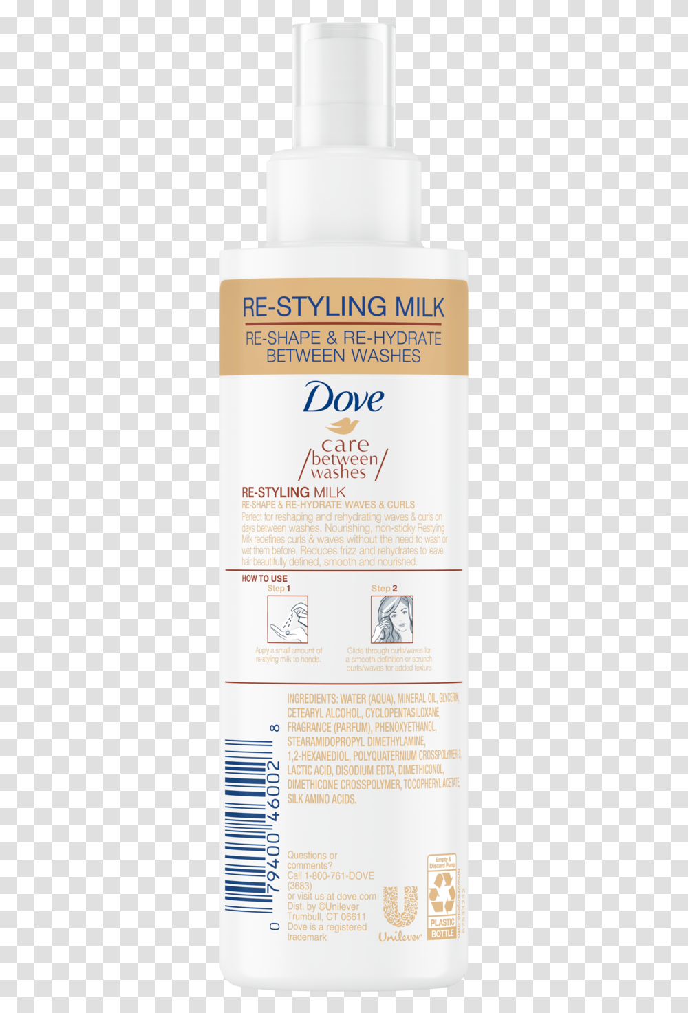 Dove Care Between Washes Re Styling Milk, Bottle, Cosmetics, Advertisement Transparent Png