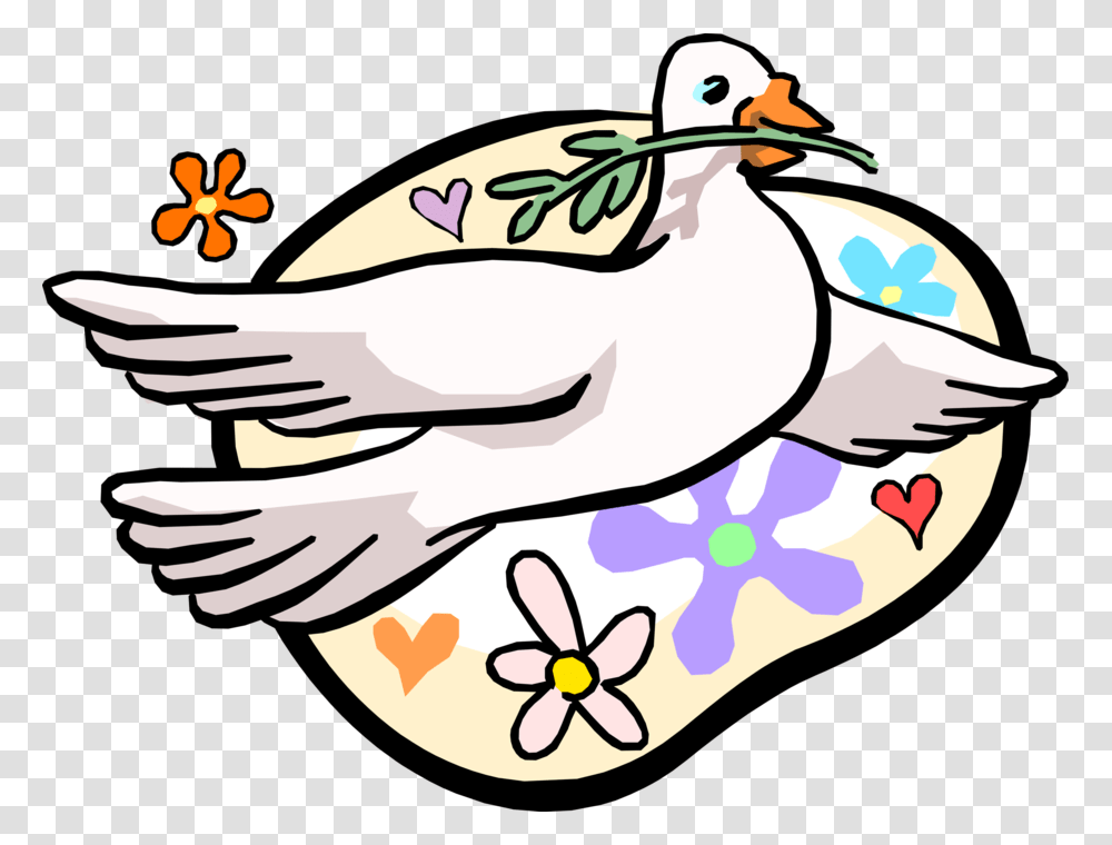 Dove Of Peace With Olive Branch, Animal, Bird, Drawing Transparent Png