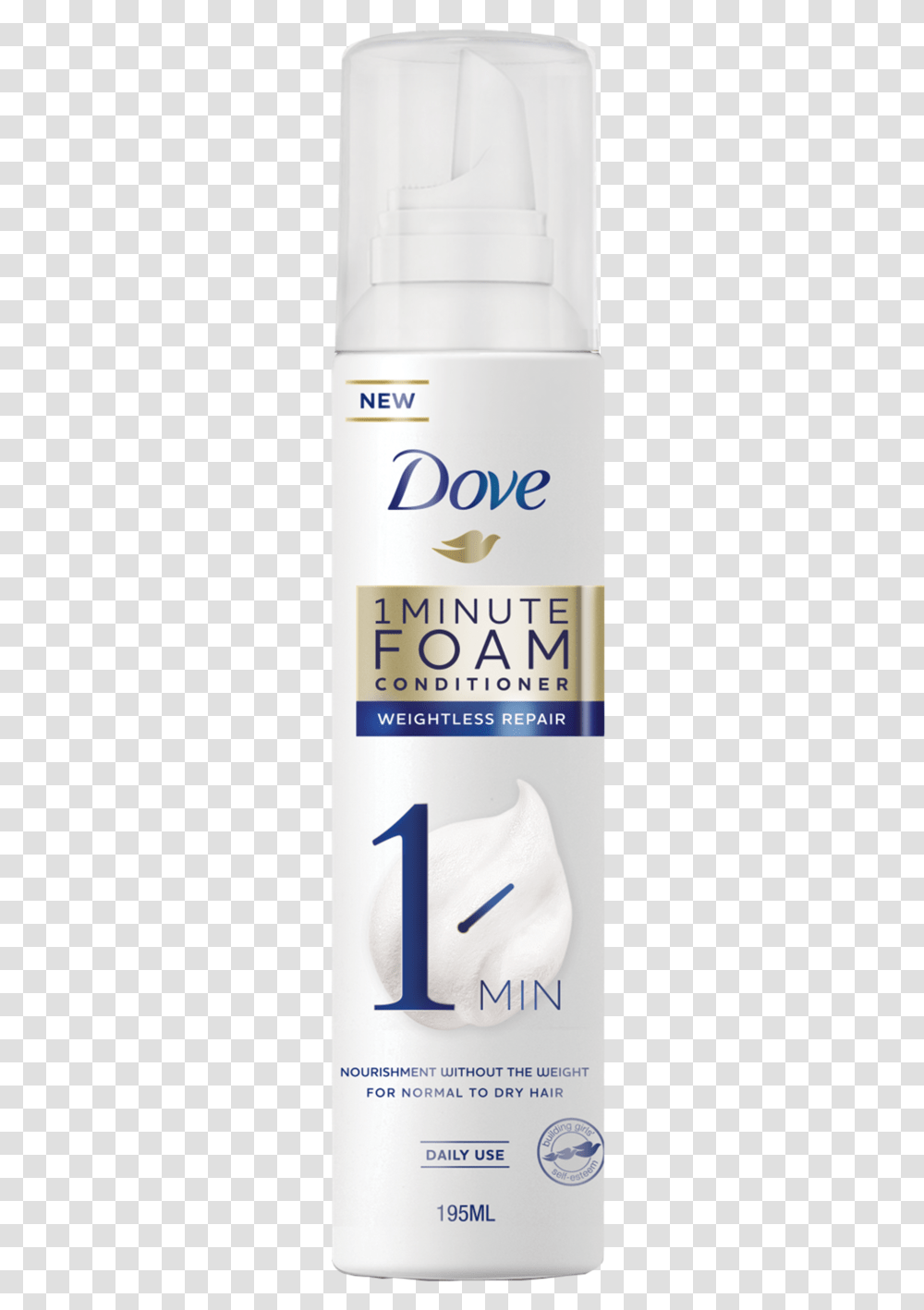 Dove Weightless Repair 1 Minute Foam Conditioner 195 Cosmetics, Bottle, Aluminium, Tin, Beverage Transparent Png