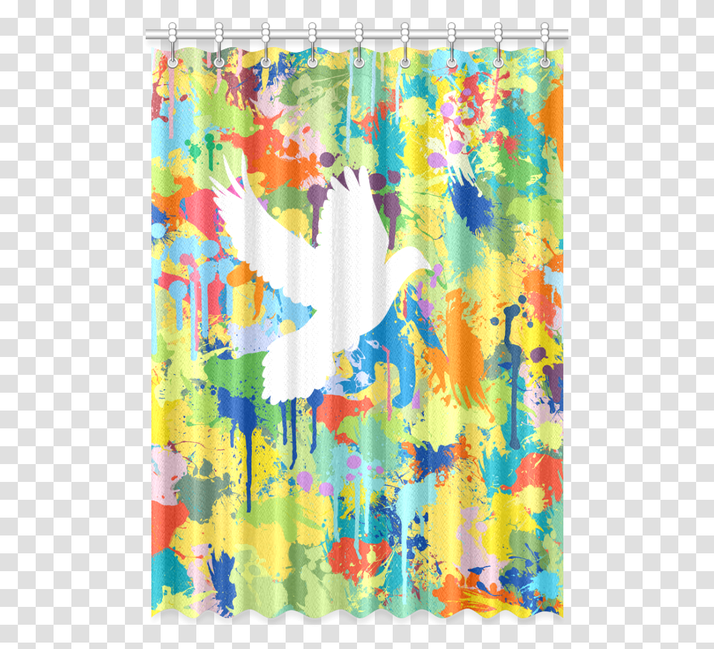 Dove White Colorful Splat Complete Window Curtain Window Valance, Painting, Rug, Shower Curtain Transparent Png