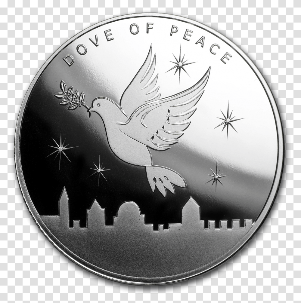 Dove With Olive Branch, Coin, Money, Silver, Nickel Transparent Png