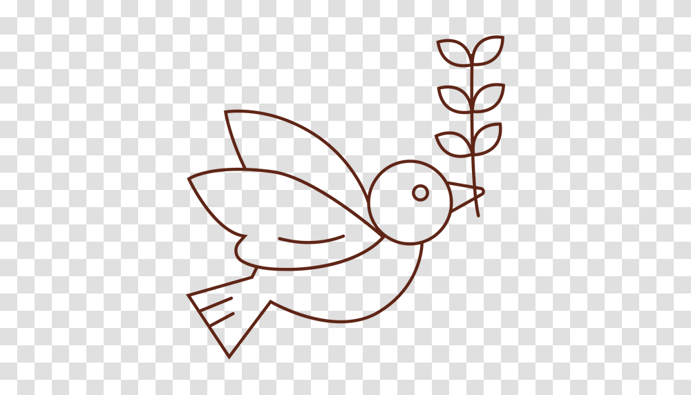Dove With Olive Branch Stroke, Stencil Transparent Png