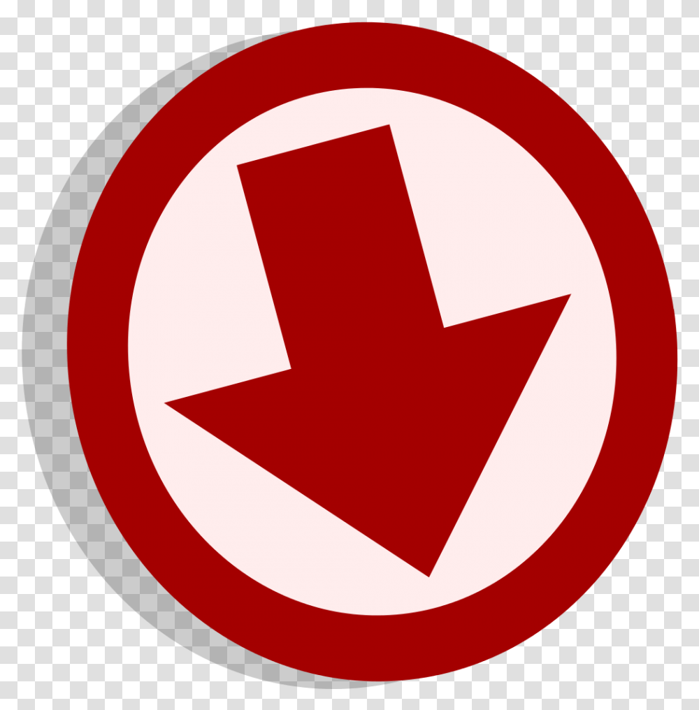 Down Arrow In Red Circle, Logo, Trademark, Star Symbol Transparent Png
