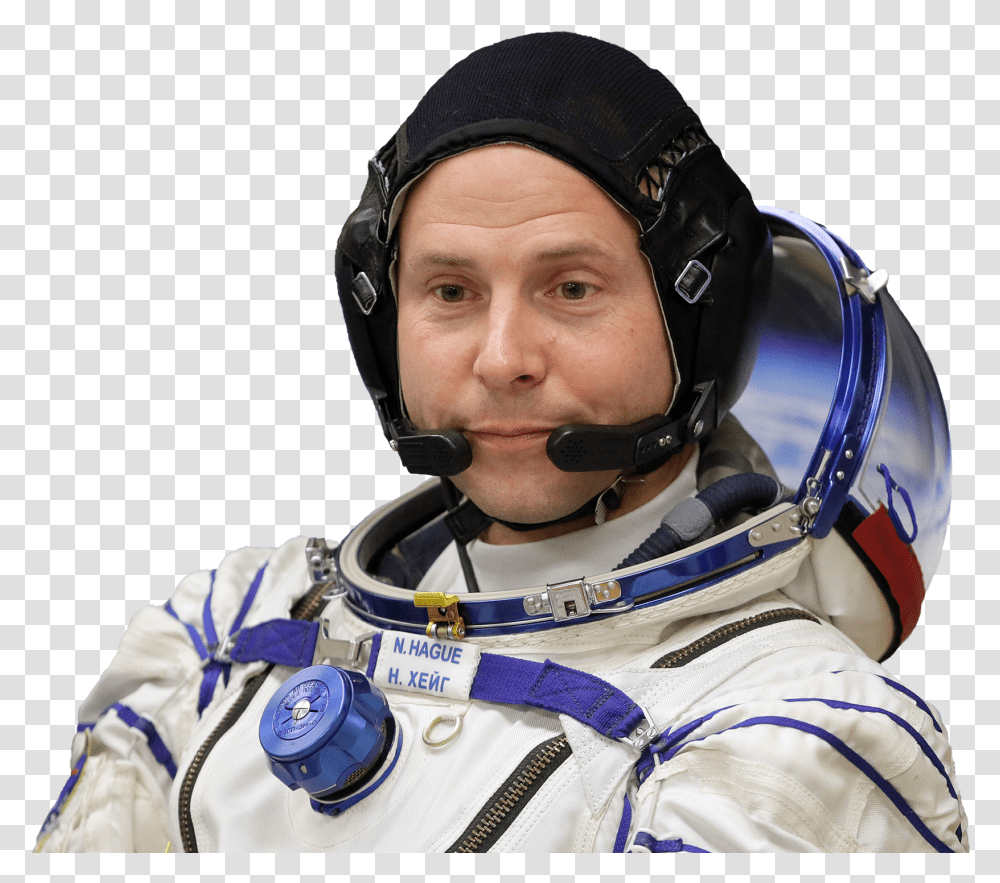 Down To Earth Astronauts Safely Return After Space Mission Nick Hague, Person, Human, Helmet, Clothing Transparent Png