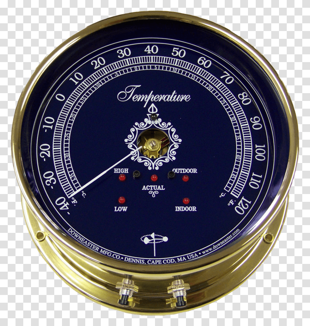 Downeaster Temperature Gauge Weather Instrument Blue Circle, Clock Tower, Architecture, Building, Wristwatch Transparent Png
