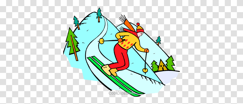 Downhill Skier Royalty Free Vector Clip Art Illustration, Outdoors, Nature, Snow, Sport Transparent Png