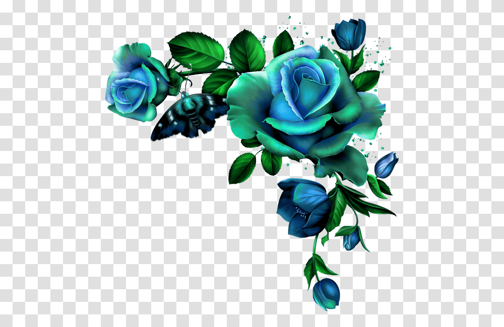 Download 0 D5aec B96f6af3 Orig Blue Rose Flower Borders Blue Rose Flower Border, Green, Graphics, Art, Pattern Transparent Png