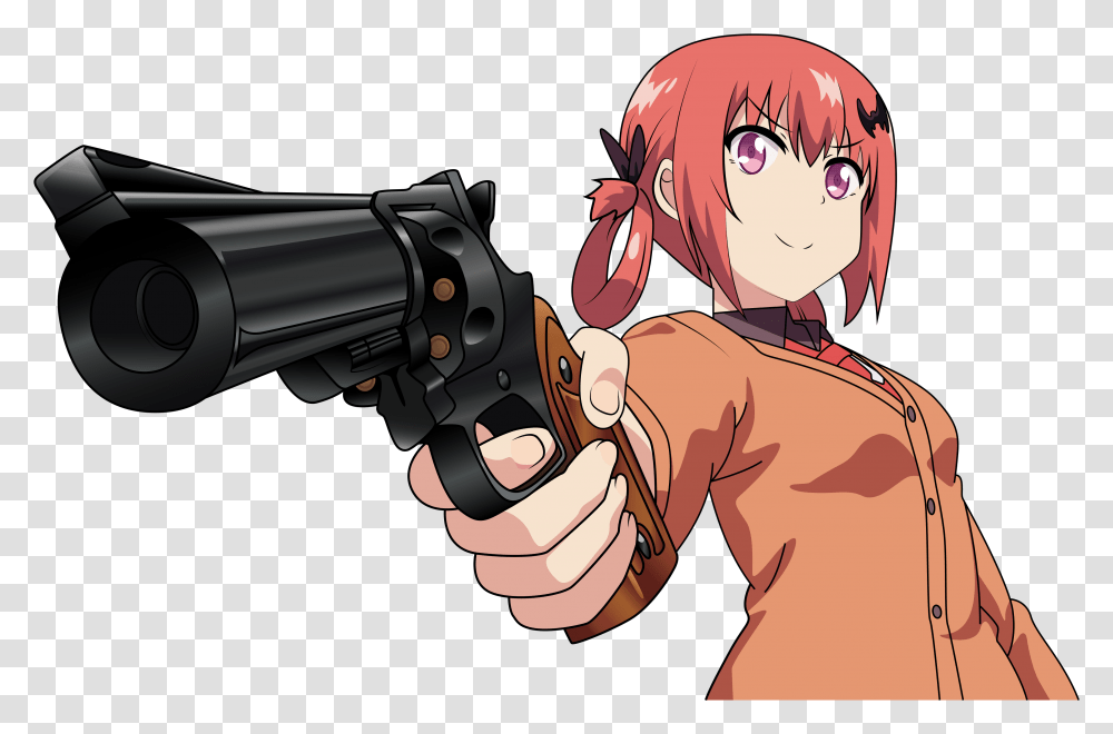 Download 00 Sold Out Good Morning Say It Back Anime Full Satania Gun, Weapon, Weaponry, Person, Human Transparent Png
