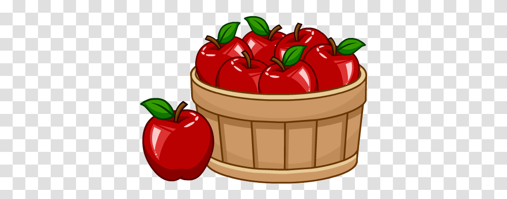 Download 10 Apples Puffle Food Basket Of Apples Full 10 Manzanas En Caricatura, Plant, Birthday Cake, Dessert, Strawberry Transparent Png