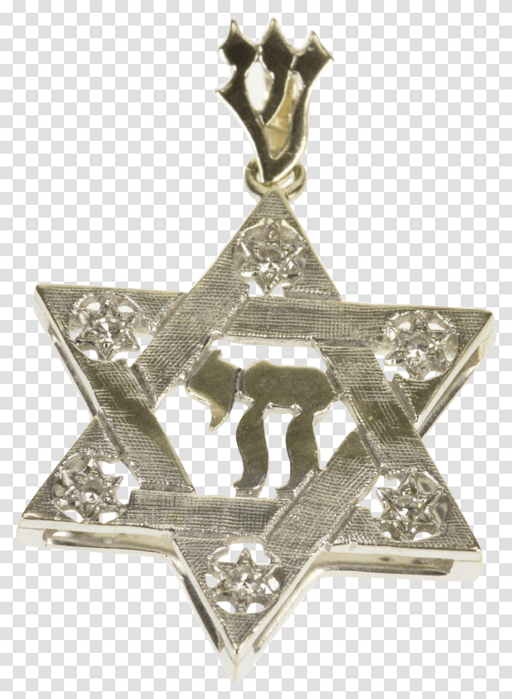 Download 14k Jewish Hebrew Chai Star Of David Diamond Symbol, Cross, Star Symbol, Pendant Transparent Png