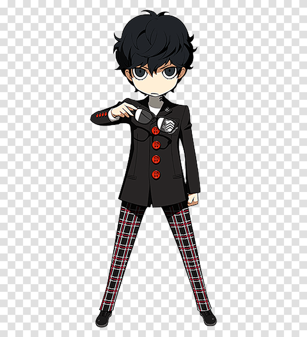 Download 17 Aug Persona Q2 Character Art Image With No Joker Persona Q, Clothing, Apparel, Tartan, Plaid Transparent Png