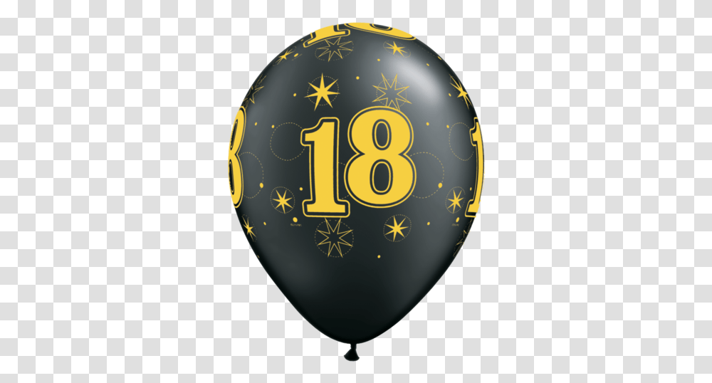 Download 18 Gold Oxy Black Happy Birthday Balloon 13th Birthday Balloons Boy, Number, Symbol, Text, Weapon Transparent Png