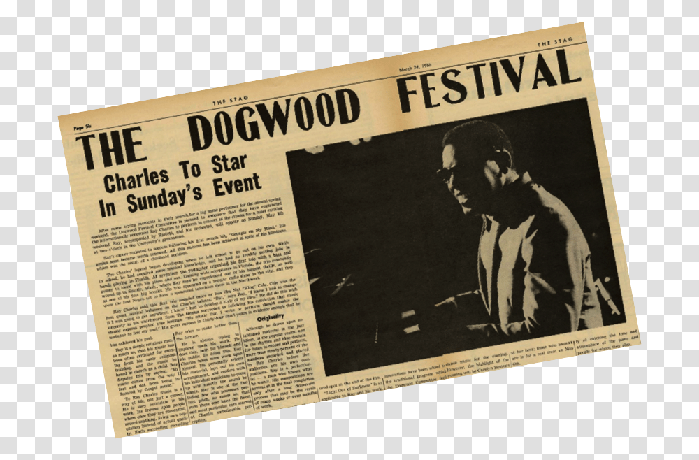 Download 1961 1966 Raycharles2 Newspaper Image With No Newspaper, Text, Poster, Advertisement, Person Transparent Png