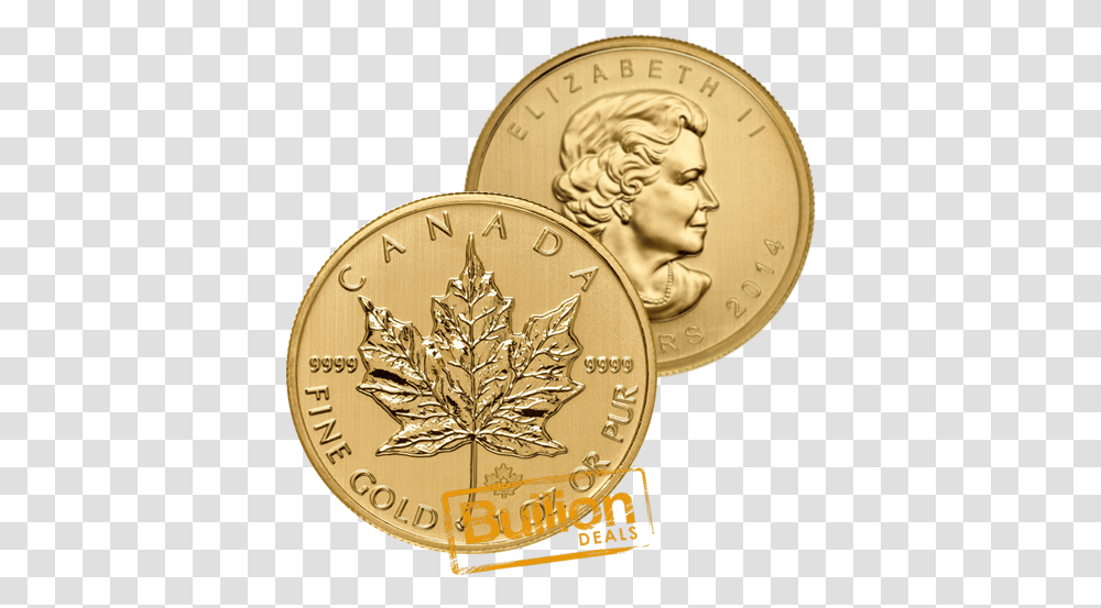 Download 2014 Canadian Maple Leaf Gold 1 Oz Coin Bulk Gold, Money, Clock Tower, Architecture, Building Transparent Png