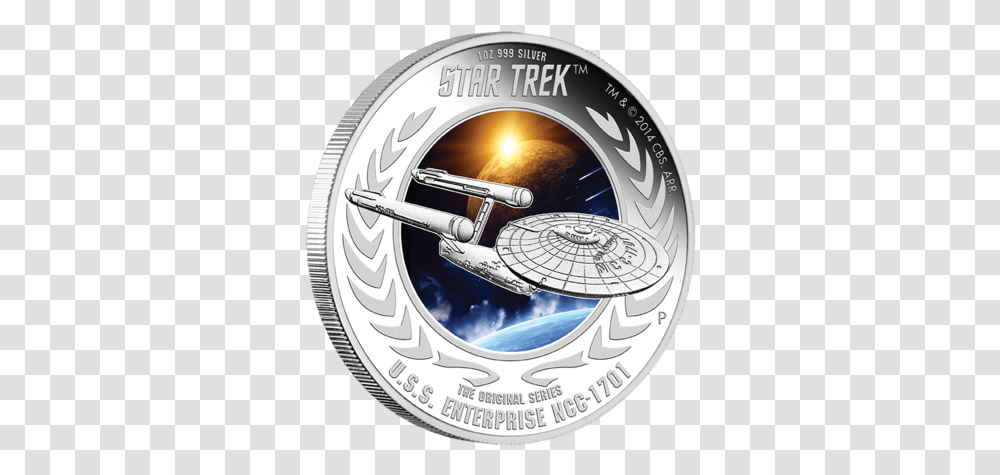 Download 2015 1oz Silver Proof Coin 1 Oz 2015 Star Trek Star Trek Silver Coin, Money, Emblem, Symbol Transparent Png