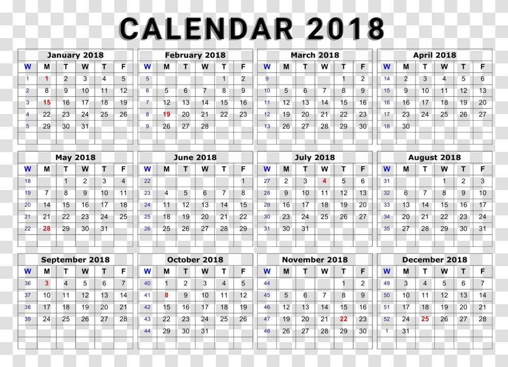 Download 2018 Calendar Image Printable 2018 Desk Calendar Transparent Png