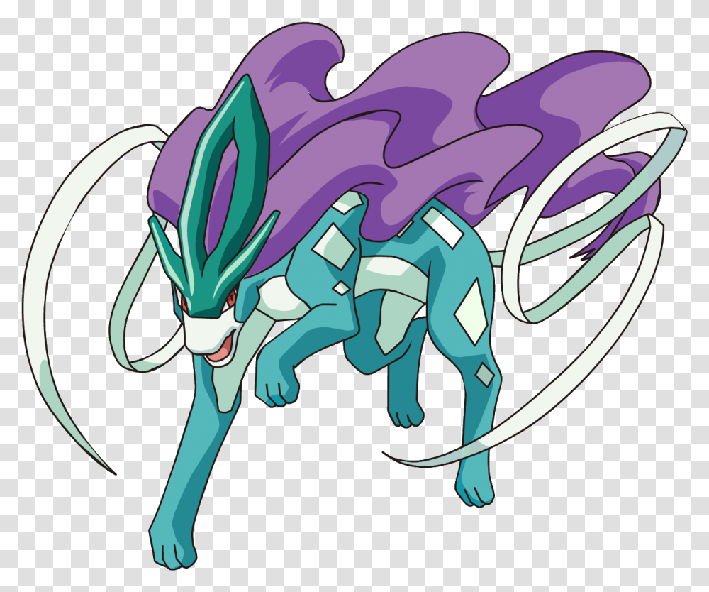 Download 245suicune Os Anime 2 Legendary Pokemon Suicune, Dragon, Purple Transparent Png