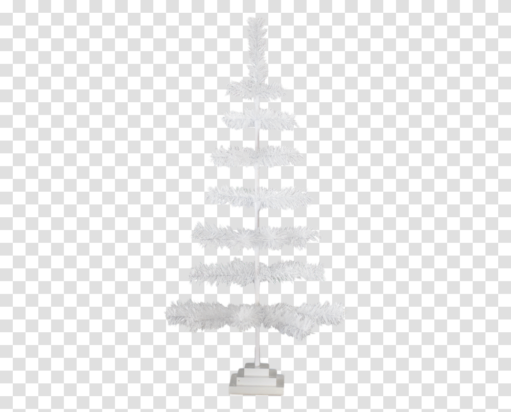 Download 36'' White Christmas Feather Tinsel Tree Decorative Colorado Spruce, Plant, Ornament, Christmas Tree, Shelf Transparent Png