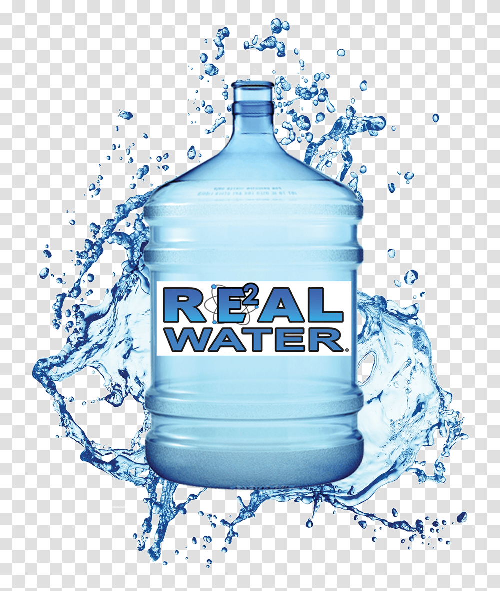 Download 5 Gallon Bottle With Splash Image No Real Water 5 Gallon, Water Bottle, Mineral Water, Beverage, Wedding Cake Transparent Png
