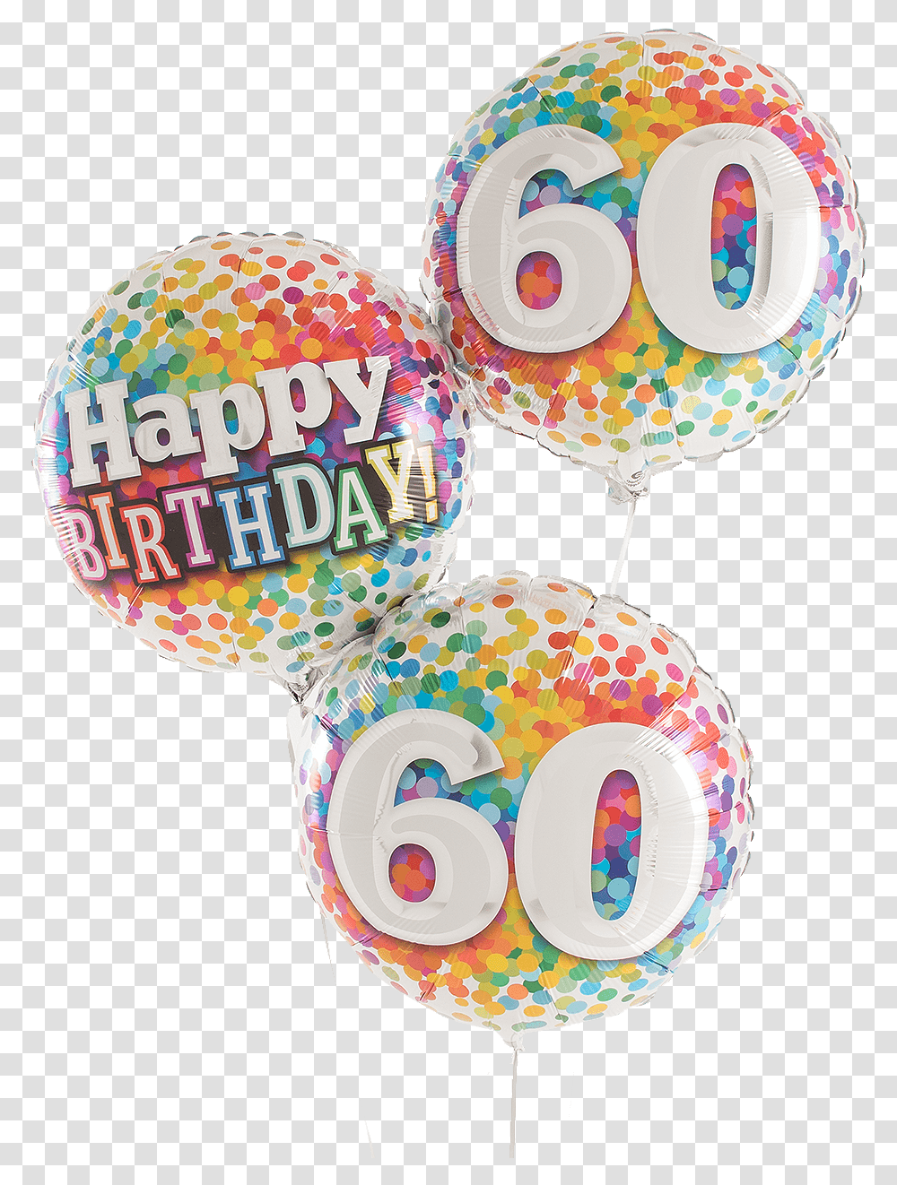 Download 60 Rainbow Confetti Happy Birthday Balloons 18, Sweets, Food, Confectionery, Lollipop Transparent Png